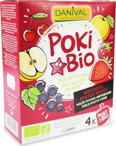 Poki - przecier jabłkowy z czerwonymi owocami i czarną porzeczką bez dodatku cukrów BIO 4x90 g - DANIVAL