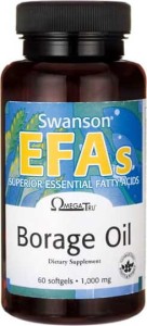 Olej z ogórecznika Borage Oil 1000mg 60 kapsułek SWANSON