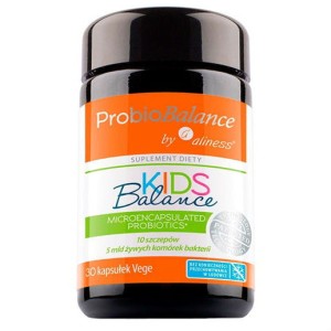 ProbioBalance Kids balance Mikrokapsułkowany probiotyk 10 szczepów 5 mld bakterii 30 kapsułek Aliness