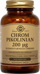 Chrom pikolinian 200µg elementarnego chromu 90 kapsułek Solgar