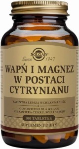 Wapń i magnez w postaci cytrynianu 100 tabletek Solgar