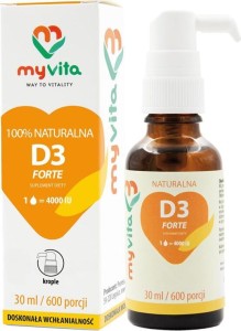 Witamina D3 D-3 forte w płynie 4000 IU 30 ml krople 600 porcji MyVita