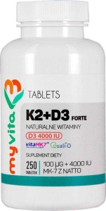 Witamina K2 + D3 forte D-3 4000IU i K2 100µg 250 tabletek MyVita