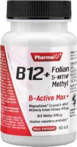 Witamina B12 + Folian 5-MTHF Methyl 500?g B-Active Max+ 60 kapsułekl PharmoVit