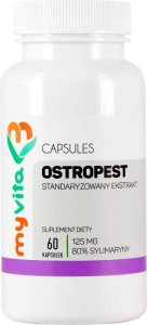 Ostropest plamisty 80% sylimaryny standaryzowany ekstrakt 125mg 60 kapsułek MyVita