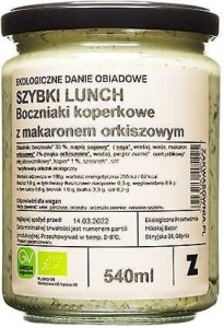 DANIE Z BOCZNIAKÓW Z MAKARONEM ORKISZOWYM I KOPERKIEM BIO 540 ml - ZAKWASOWNIA