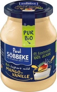 JOGURT KREMOWY MANGO - WANILIA (3,8% TŁUSZCZU W MLEKU) BIO 500 g (SŁOIK) - SOBBEKE