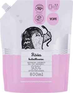 Naturalny regenerujący żel pod prysznic Róża i kadzidłowiec Refill 800ml Yope