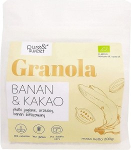 GRANOLA BANAN&KAKAO BEZGLUTENOWA BIO 200 g - PURE&SWEET