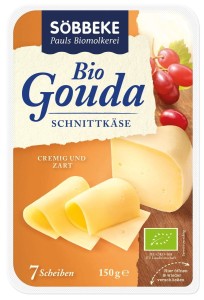 SER GOUDA PLASTRY 45% TŁUSZCZU BIO 150 g - SOBBEKE