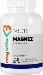 Magnez Cytrynian Magnezu 450mg + Witamina B6 250 tabletek MyVita