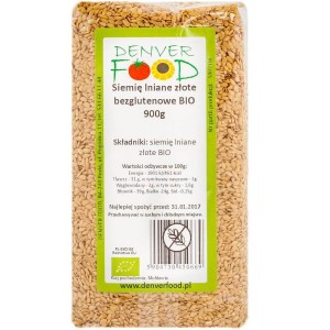 Siemię lniane złote bezglutenowe BIO 900g Denver Food