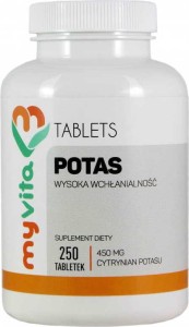 Potas cytrynian potasu 450mg 250 tabletek MyVita