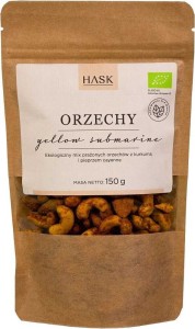 MIX PRAŻONYCH ORZECHÓW Z KURKUMĄ I PIEPRZEM CAYENNE (YELLOW SUBMARINE) BIO 150 g - HASK