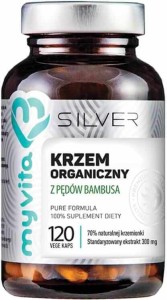 Krzem organiczny z pędów bambusa 70% naturalnej krzemionki standaryzowany ekstrakt 300 mg 120 kapsułek MyVita Silver Pure