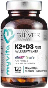 Witamina K2 K-2 + D3 D-3 2000IU 120 kapsułek MyVita Silver Pure