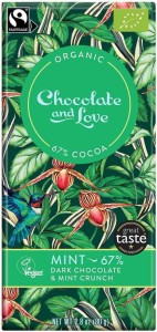 CZEKOLADA SZWAJCARSKA GORZKA Z CHRUPIĄCYMI GRANULKAMI MIĘTOWYMI FAIR TRADE BIO 80 g - CHOCOLATE AND LOVE