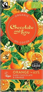 CZEKOLADA SZWAJCARSKA GORZKA O SMAKU POMARAŃCZOWYM FAIR TRADE BIO 80 g - CHOCOLATE AND LOVE