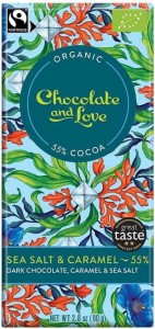 CZEKOLADA SZWAJCARSKA GORZKA Z KAWAŁKAMI KARMELU I SOLĄ MORSKĄ FAIR TRADE BIO 80 g - CHOCOLATE AND LOVE