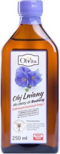 Olej Lniany Budwigowy nieoczyszczony zimnotłoczony 250ml OLVITA