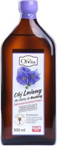 Olej Lniany Budwigowy zimnotłoczony nieoczyszczony 500ml OLVITA