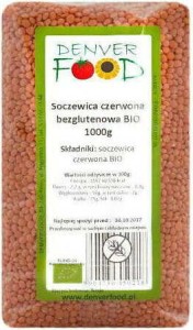 Soczewica czerwona bezglutenowa BIO 1000g Denver Food