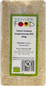 Sezam łuskany bezglutenowy BIO 900g Denver Food