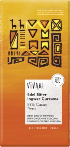 CZEKOLADA GORZKA Z IMBIREM I KURKUMĄ PERU 89% BIO 80 g - VIVANI