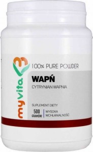 Wapń Cytrynian wapnia 100% czysty proszek bez dodatków 500g MyVita
