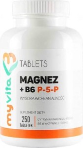 Magnez cytrynian magnezu + B6 P-5-P w aktywnej formie 250 tabletek MyVita