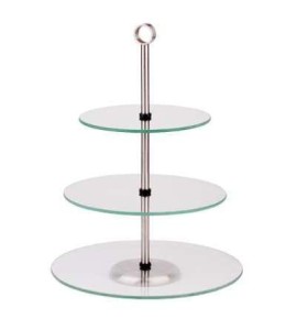 Patera Brunhoff BH 4508 pojemnik na ciasto trzypoziomowa szkło+satyn