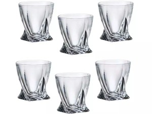 Szklanki krystaliczne do whisky Bohemia Quadro zestaw 6 szklanek 340 ml
