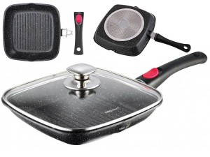 Patelnia kwadratowa granitowa grillowa Kinghoff KH 1511 28x28