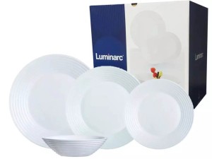 Serwis obiadowy Harena Luminarc 24 elementy białe talerze dla 6 osób