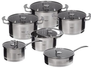 Garnki stalowe na indukcje Hoffner HF 9945 / HF 9977 patelnia rondel zestaw indukcyjne dno