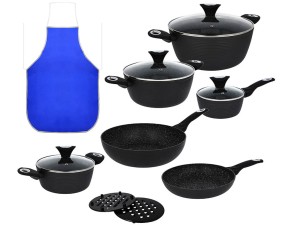 Garnki marmurowe Brunbeste BB 1292 zestaw garnków 13 elementów na indukcje