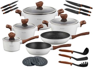 Garnki granitowe Edenberg Indukcja EB 5622 noże BH 2111 Zestaw garnków