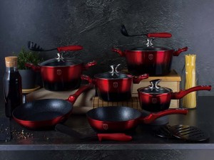 Zestaw garnków granitowych na indukcję z przyborami kuchennymi 1632N