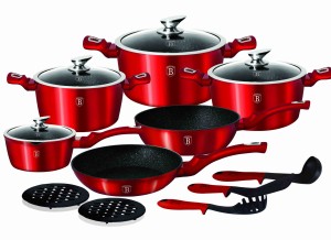 Zestaw garnków na indukcję Marmurowych BH 1226/6190 z przyborami kuchennymi