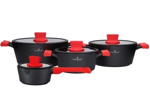 Garnki Zwieger Obsidian zestaw garnków 8 elementów z powłoką Greblon C3+