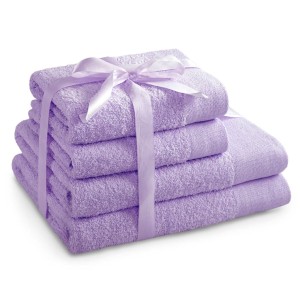 Zestaw 4 ręczników 2 ręczniki 70x140+ 2 ręczniki 50x100 komplet bawełna liliowy