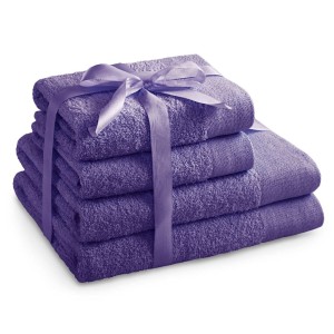 Zestaw 4 ręczników 2 ręczniki 70x140+ 2 ręczniki 50x100 komplet bawełna purpurowy