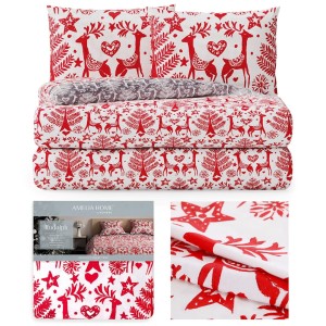 Pościel świąteczna 160x200 flanelowa RUDOLPH w zestawie 2 poszewki na poduszki 70x80
