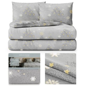 Pościel świąteczna 160x200 flanelowa SILENTNIGHT w zestawie 2 poszewki na poduszki 70x80