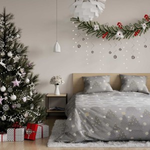 Pościel 160x200 świąteczna flanelowa SILENTNIGHT w zestawie 2 poszewki na poduszki 70x80
