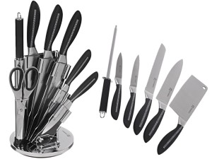Noże Edenberg EB 904 kuchenne stalowe +stojak zestaw metal