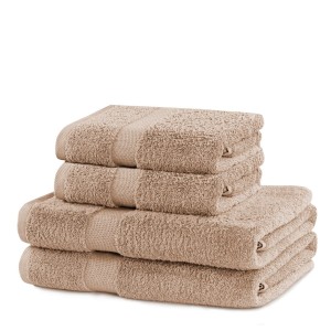 Zestaw 4 ręczników bawełnianych 70x140 i 50x100 komplet Marina chłonne grube beżowe