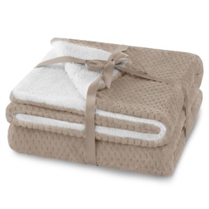 Koc 170x210 Shleepy gruby dwustronny cappuccino na łóżko