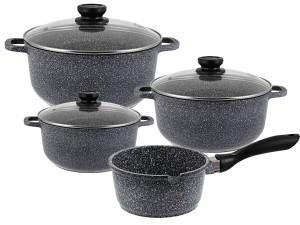 Garnki marmurowe Hoffman HF 7763 Zestaw garnków + rondel indukcja