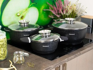 Garnki marmurowe Klausberg KB 7359 Zestaw garnków granitowych indukcyjnych